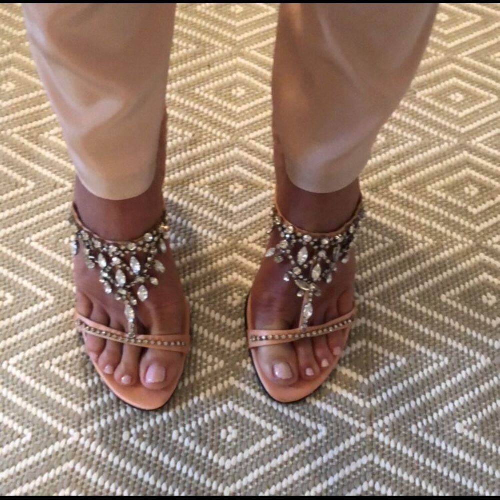 Gorgeous Beverly Feldman pink embellished sandals